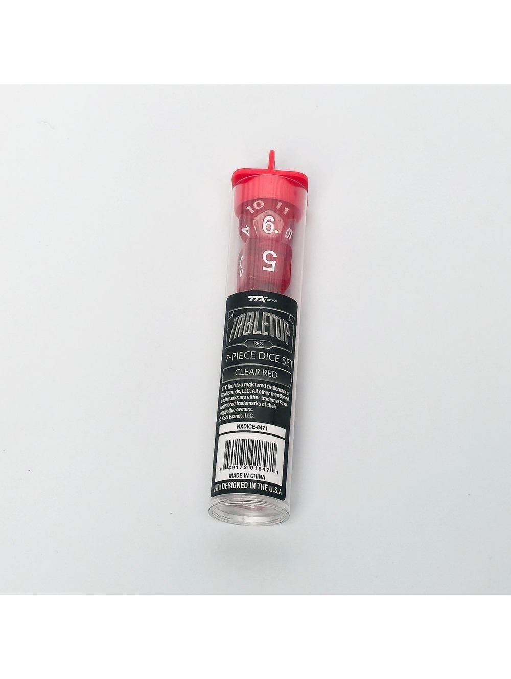 Tabletop RPG 7- Piece Dice Set - Clear Red
